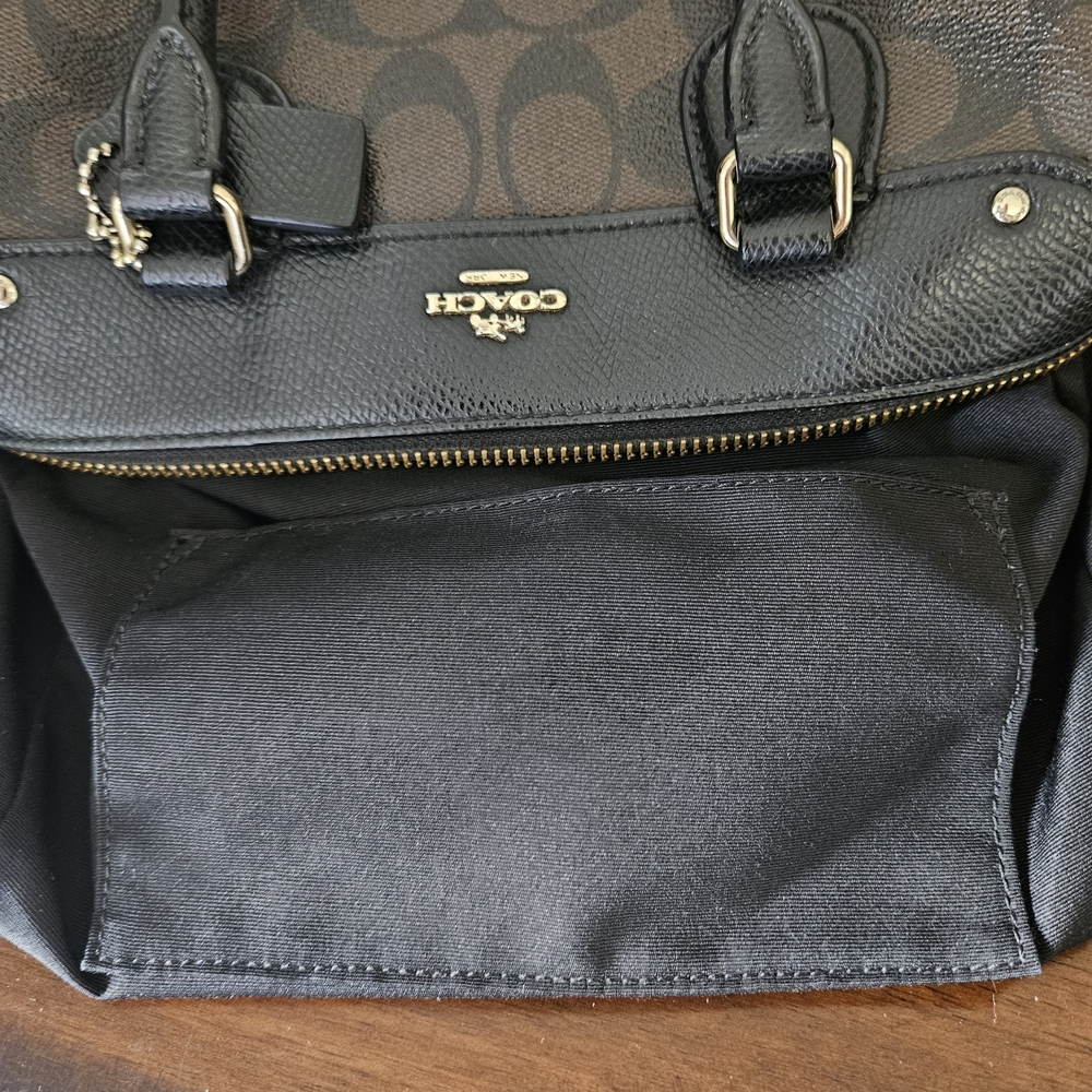 Coach Brown and Black Signature Satchel - Picture 9 of 9